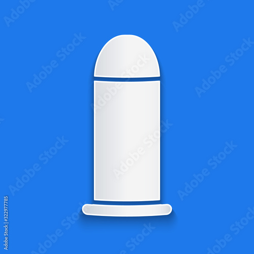 Paper cut Bullet icon isolated on blue background. Paper art style. Vector Illustration