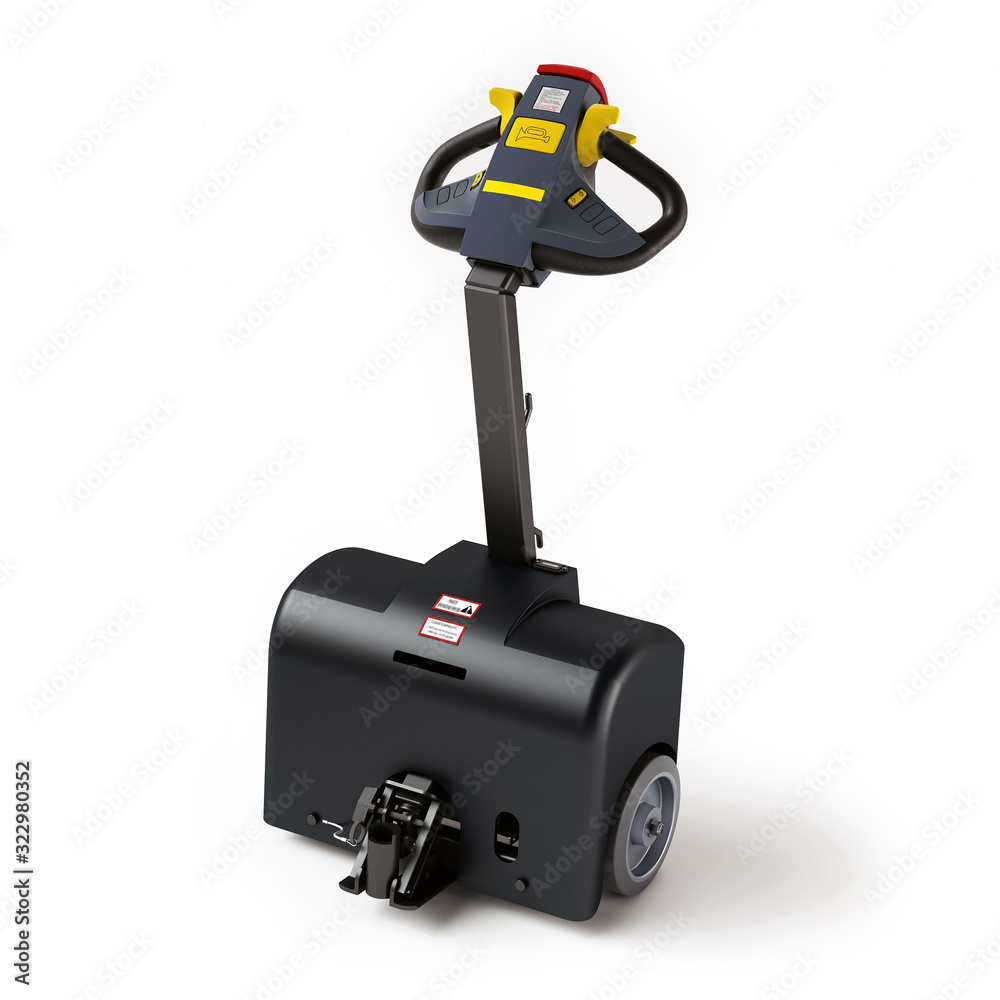 Tug, power cart transportation model, 3D illustration Tug, power cart transportation model, 3D illustration