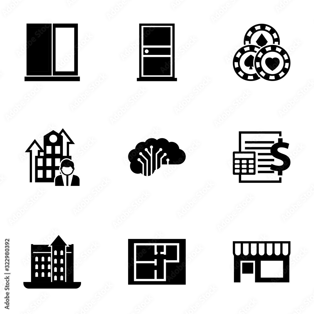 Fotografie 9 architecture filled icons set isolated on white background