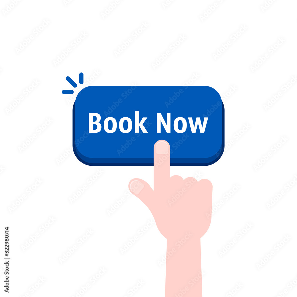 hand push on book now button hand push on book now button