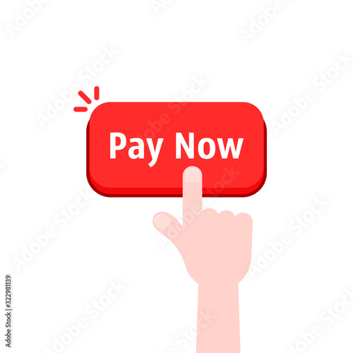 simple hand with red pay now button