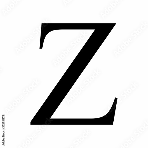 Uppercase Zeta greek letter icon on white background