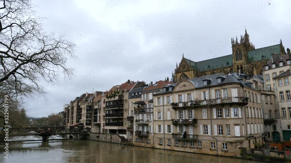Landscape from Metz on cloudy day. St. Stephens Cathedral, right background Landscape from Metz on cloudy day. St. Stephens Cathedral, right background