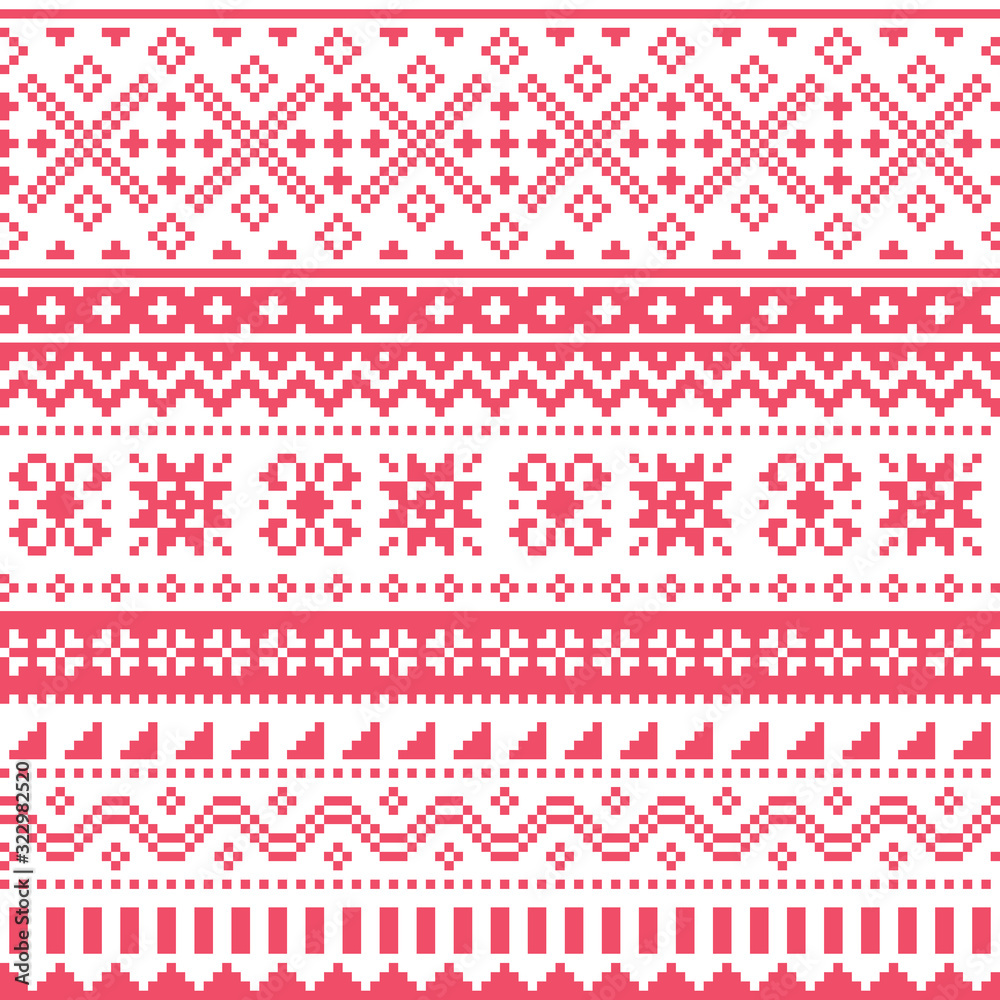 Scottish Fair Isle style traditional knit vector seamless pattern, Shtelands knitwear repetitive design