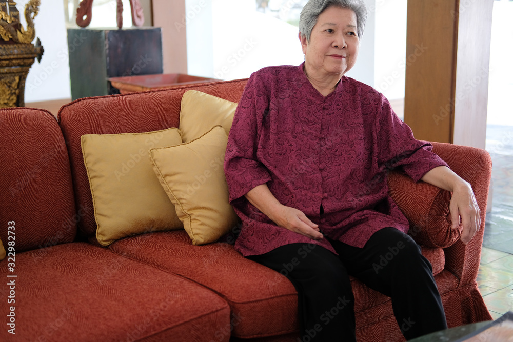 old elderly senior elder woman resting relaxing on sofa couch in living room old elderly senior elder woman resting relaxing on sofa couch in living room