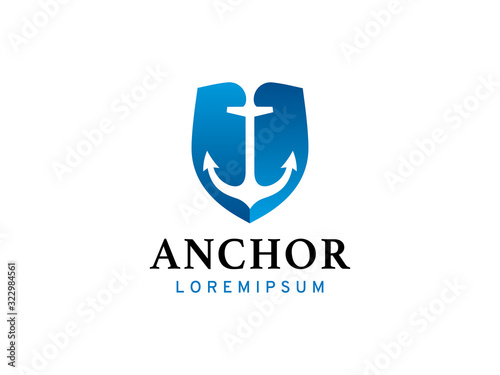 Anchor and shield logo template design, icon, symbol