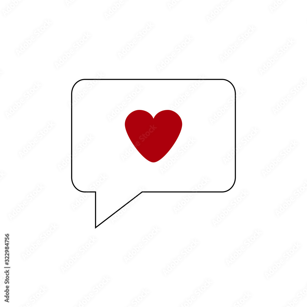 Red heart isolated icon in speech talk frame. Vector illustration. Red heart isolated icon in speech talk frame. Vector illustration.