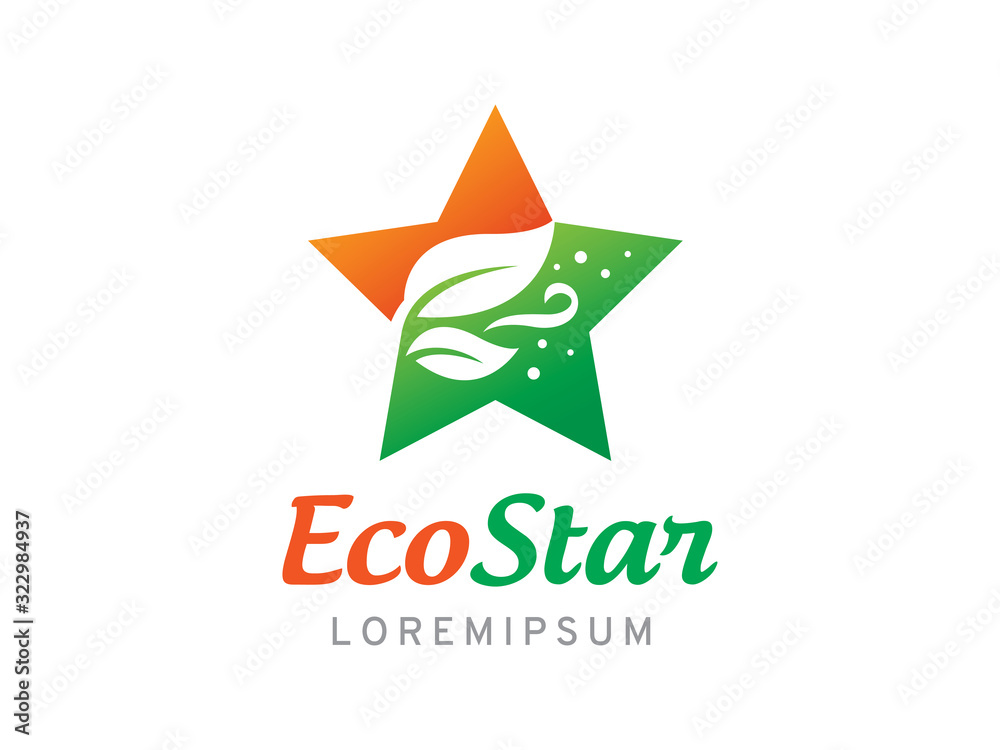 Eco star logo template design, icon, symbol Eco star logo template design, icon, symbol