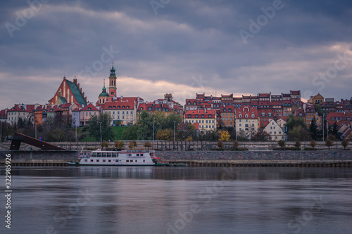 Panorama of the Old Town in Warsaw during the sunset  Poland