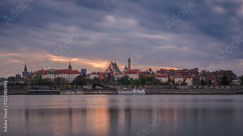 Panorama of the Old Town in Warsaw during the sunset, Poland