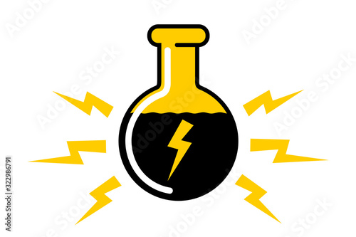 Energy drink - stimulating liquid stimulant with symbol of electricity - drinking is boosting energy. Vector illustration isolated on white.