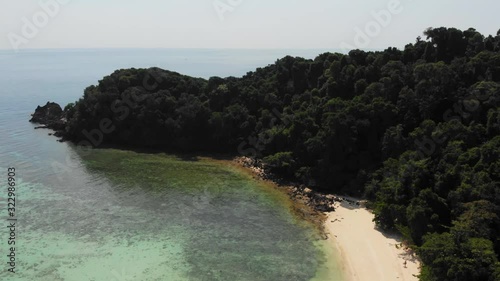 Aerial shot ofcoral reef ar beautiful tropical island on Andaman Sea in Thailand - Koh Kradan photo