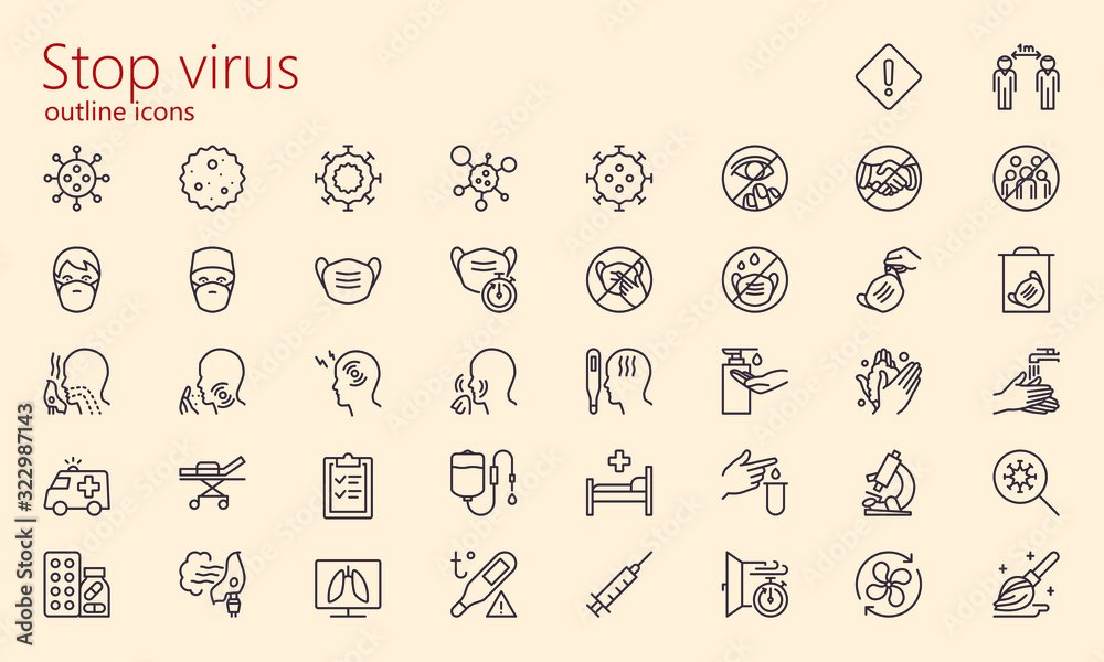 Stop virus outline iconset Stop virus outline iconset