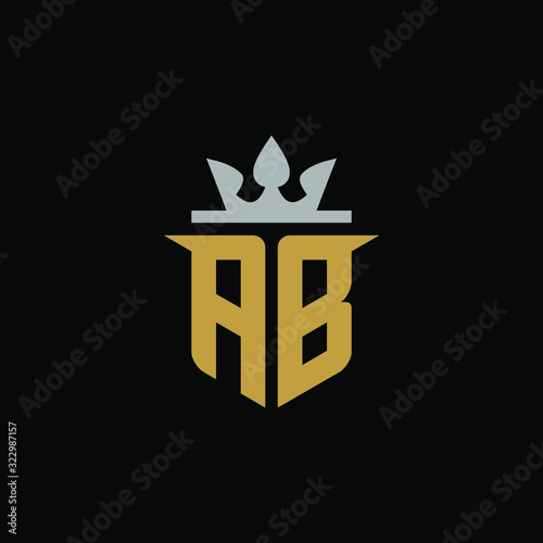 Initial Letter AB with Shield King Logo Design