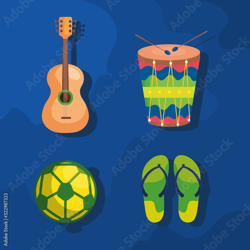 set of icons traditional brazil vector illustration design