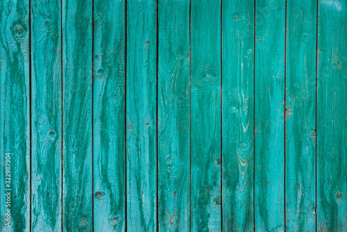 Horizontal grungy wood texture for design. Textured surface aqua mente color. Wood plank background.