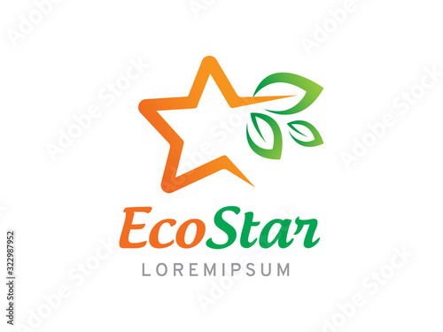Eco star logo template design, icon, symbol