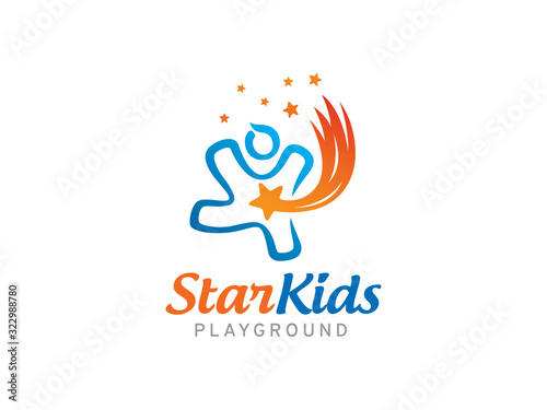 Kids and star logo template design, icon, symbol
