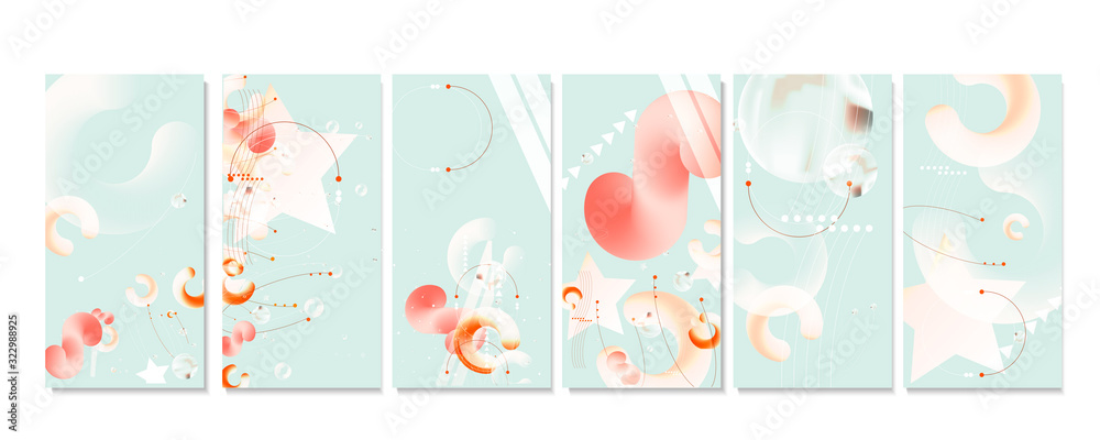Elegant set neo mint color pastel muted pale calm tones card templates