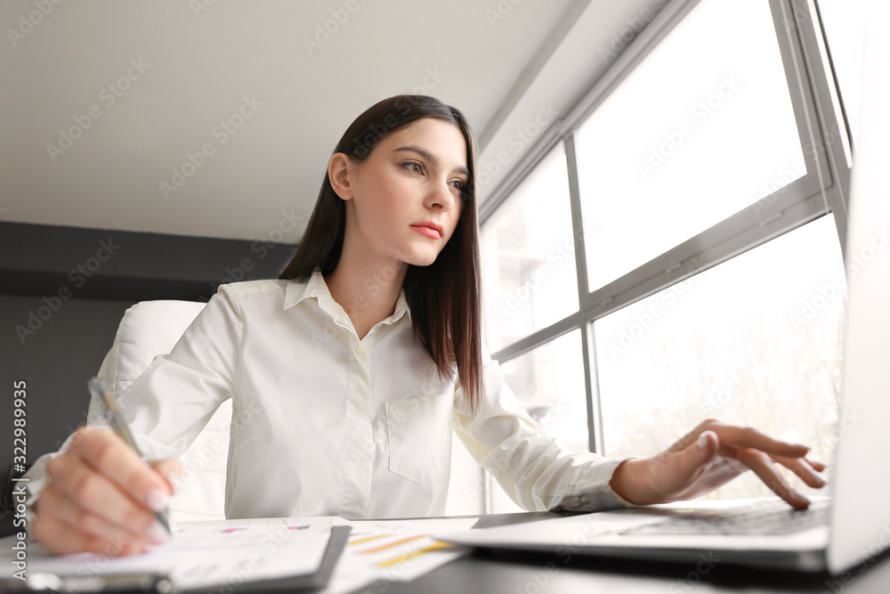 Young female accountant working in office Young female accountant working in office
