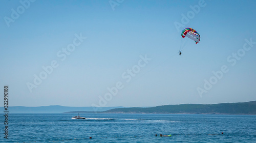 People playing Baska Voda water sports.