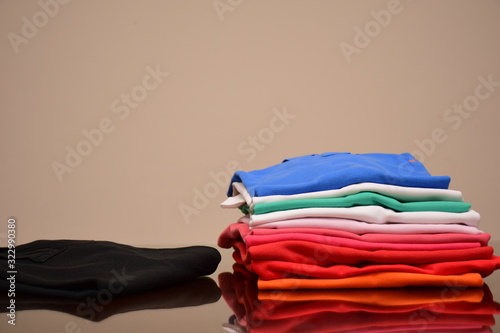 Colorful set of polo t-shirts tops , fashion concept , isolated 