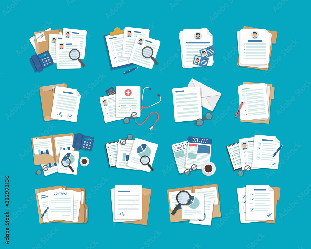 set of document icons,Paper iconFolder icons set,flat design icon vector illustration
