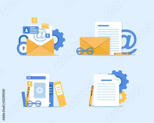 Email and messaging,Email marketing campaign,flat design icon vector illustration