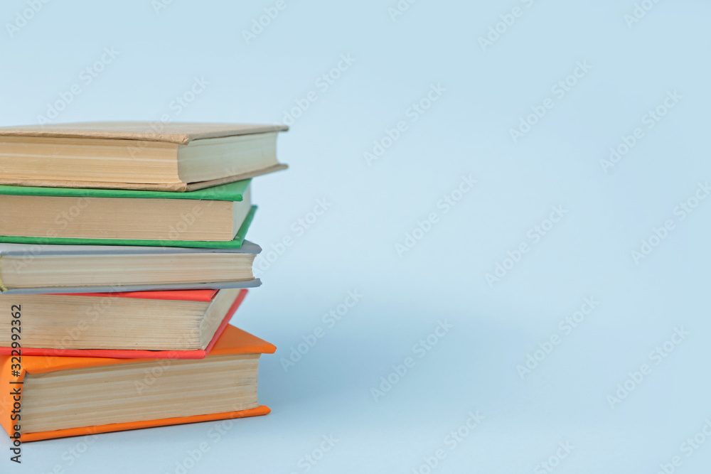Many books on color background Many books on color background