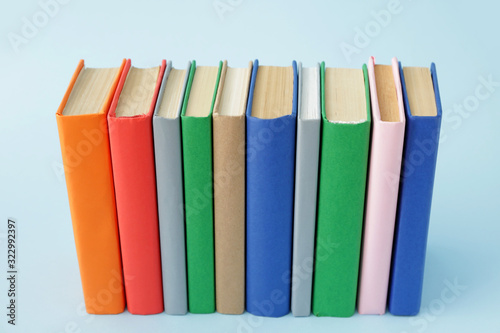 Many books on color background