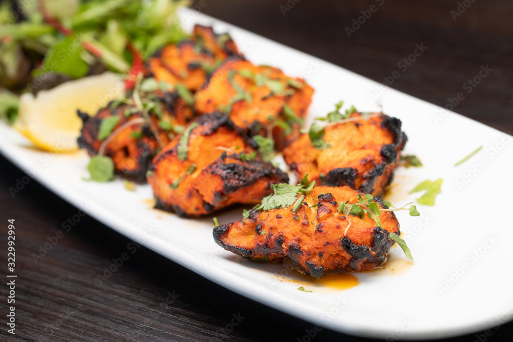 Indian food - Chicken Tikka with herbs Indian food - Chicken Tikka with herbs