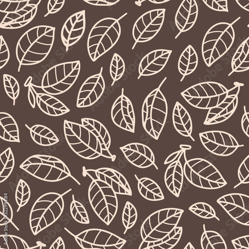 Vector seamless pattern with leaves. Abstract brown print. Nature ornament for fabric, textile and wallpaper