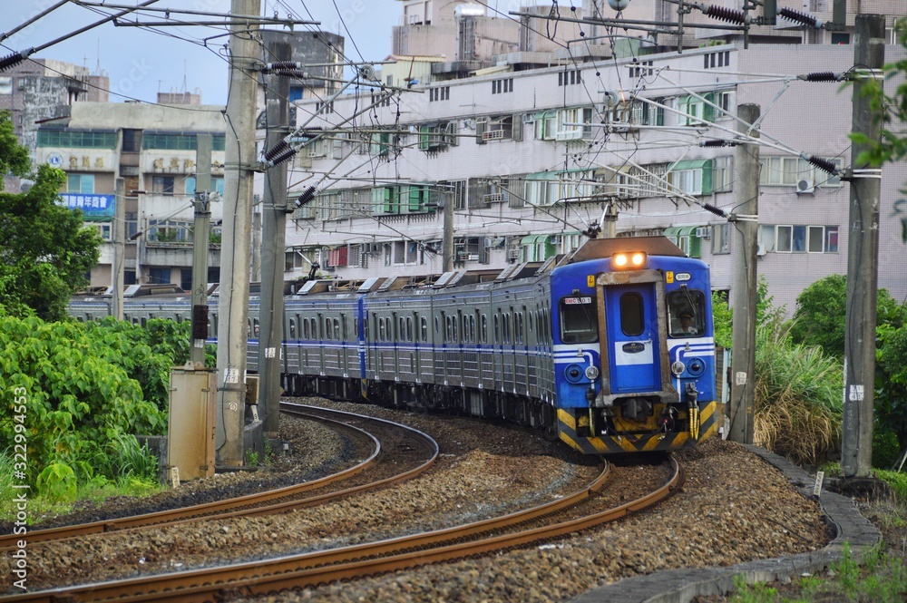 A  train passes through yilan railway station,Taiwan