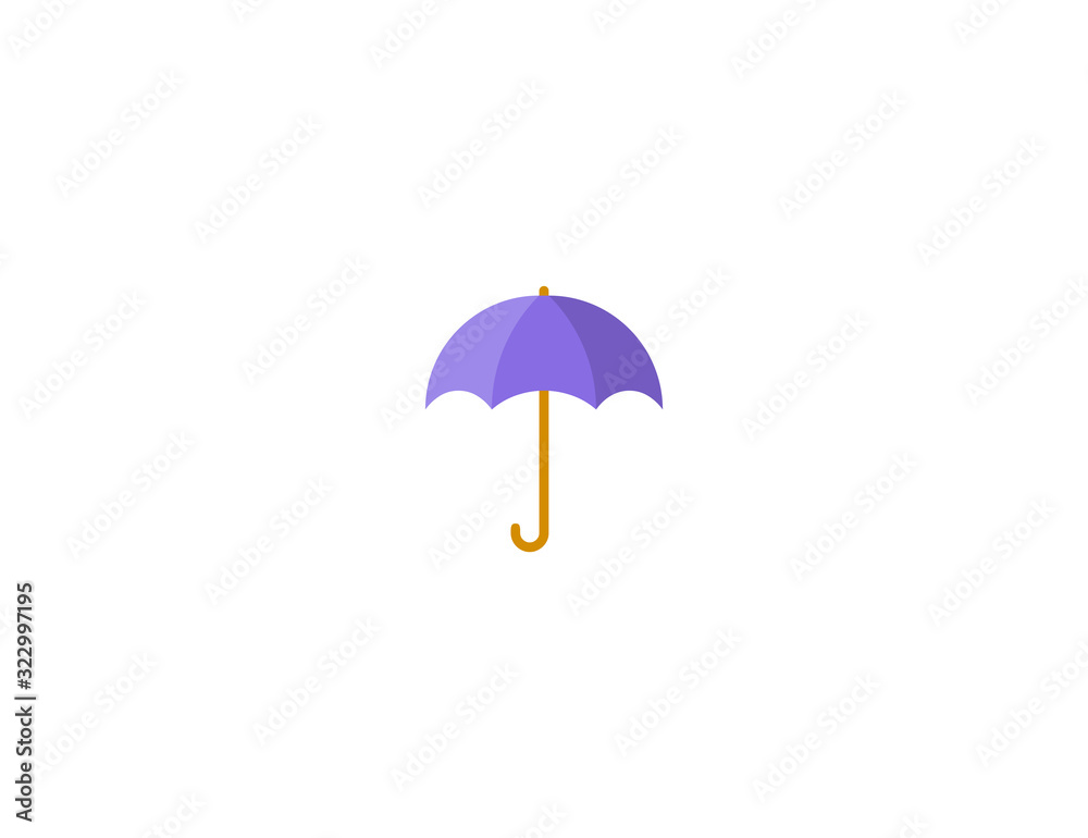 Umbrella vector flat icon. Isolated purple open umbrella emoji illustration 