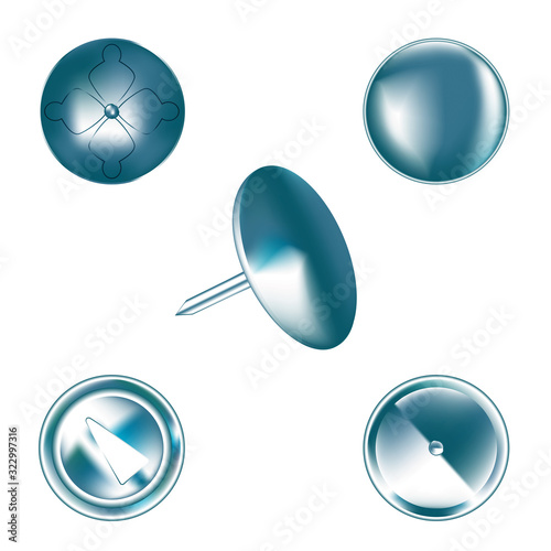 blue metal thumbtack