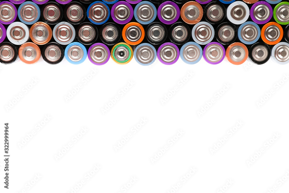 background of different batteries aa top view with copy space background of different batteries aa top view with copy space