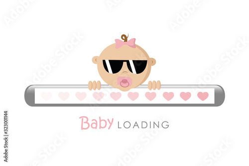 cool baby girl with sunglasses loading bar vector illustration EPS10
