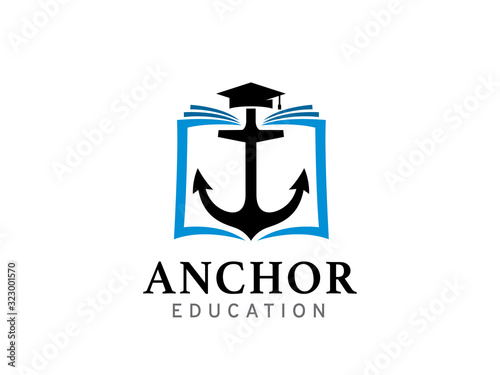 Anchor education logo template design, icon, symbol