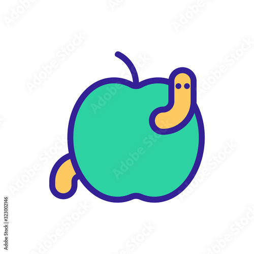 Worm apple icon vector. Thin line sign. Isolated contour symbol illustration