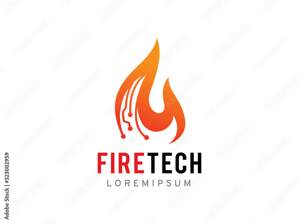 Fire tech logo template design, icon, symbol Fire tech logo template design, icon, symbol
