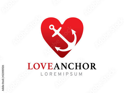 Love anchor logo template design, icon, symbol