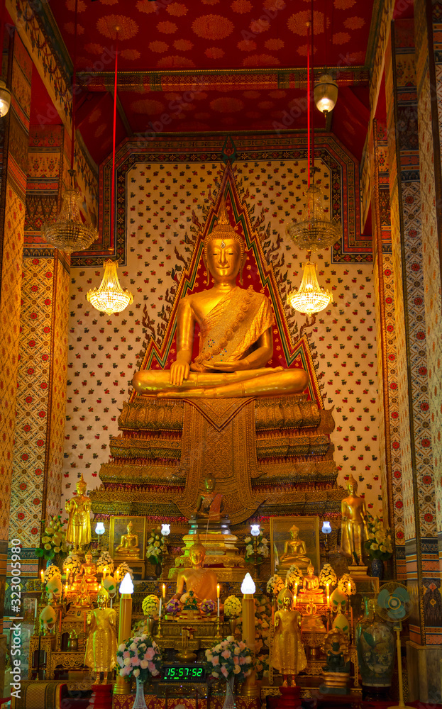 Phra Buddha Deva Patimakorn Buddha in Ratchaworamahawihan (Wat Pho) beautiful ancient temple  it is where both domestic and international tourists are popular in Bangkok Thailand ‎January ‎29, ‎2020