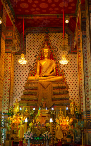 Phra Buddha Deva Patimakorn Buddha in Ratchaworamahawihan (Wat Pho) beautiful ancient temple it is where both domestic and international tourists are popular in Bangkok Thailand ‎January ‎29, ‎2020