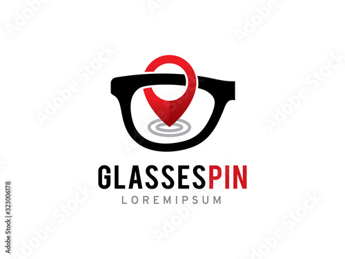 Glasses pin logo template design, icon, symbol