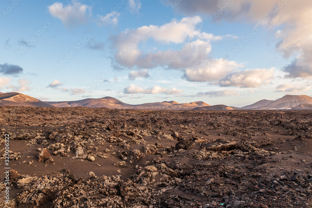 Volcanic landscape of Timanfaya National Park on island Lanzarote