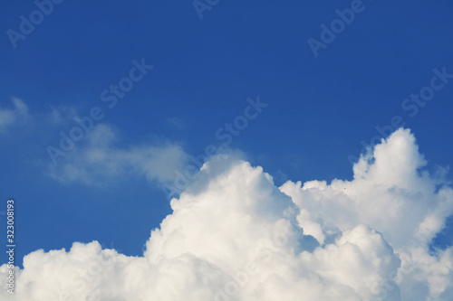 pure and clear blue sky heap white cloud and sunlight shiny on a day