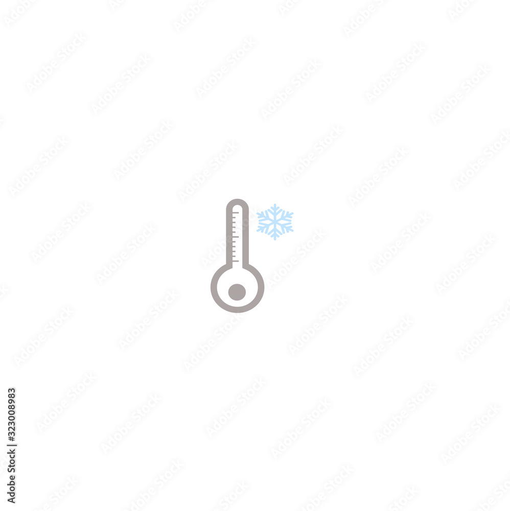 Gray flat vector icon thermometer cold, winter weather. The weather is cold and snowy. Gray flat vector icon thermometer cold, winter weather. The weather is cold and snowy.