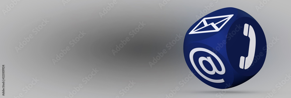 cube with an email icon 3d