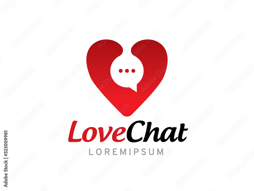 Love chat logo template design, icon, symbol