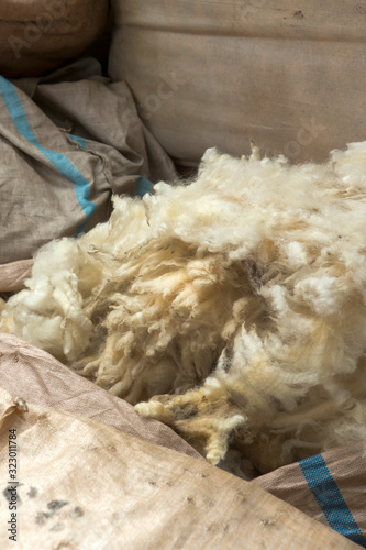 Omarama Victorian town South Island New Zealand. Bales of wool.